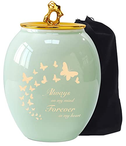 LINES ARTE Urnes funéraires décoratives en céramique de Taille Moyenne pour Cendres humaines - 17 x 13 cm - Urnes funéraires décoratives pour Cendres d'adultes