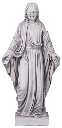 gartendekoparadies.de Statue Jesus Christus, Steinfigur, H. 80 cm, 42 kg, Grau, frostsicher aus Steinguss für Außenbereich