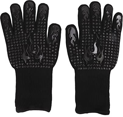 QANYEGN 2 Pack Heat Resistant Gloves Oven Gloves Heat Resistant Non Slip Cooking Gloves Washable Silicone Knitted Gloves(One size fits all * 33 cm)