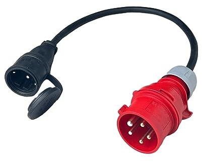 CusoTec CEE 16A Starkstrom Stecker auf Schuko Kupplung 230V 3x2,5mm² Gummischlauchleitung IP44