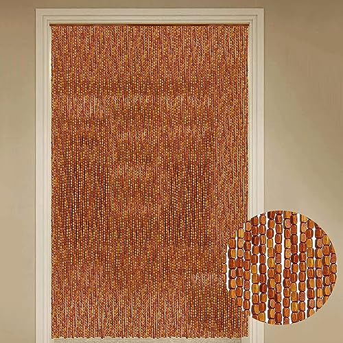 UVCMDUI Holzperlen Türvorhang, Holzperlenvorhang Fliegenvorhang Terrassentür, Handgefertigt Perlenvorhang Balkontür Insektenschutz Vorhang, Personalisierung, 70 Strands W95xH220cm