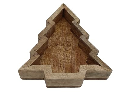 Spetebo Mango - Ciotola decorativa in legno di abete – 24 x 21 cm – decorazione da tavolo in legno per Natale – candele, piccola a forma di albero di Natale