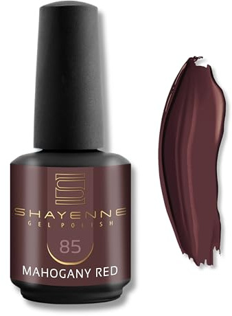 SHAYENNE UV LED Gel Nagellack 15ml - 85 Mahogany Red Rot - Made in Germany - UV Lack für Gel Nägel & Langanhaltendes Nageldesign - Studio Qualität
