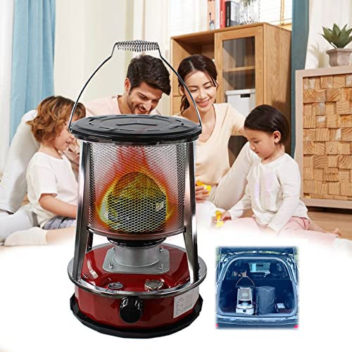 Samnuerly Calentador de Estufa de Queroseno, Estufa de Queroseno roja/Blanca para Exteriores Calentador de Aceite de Queroseno eficiente Quemador de Estufa de Camping portátil 4.6L/6L Calefacción de