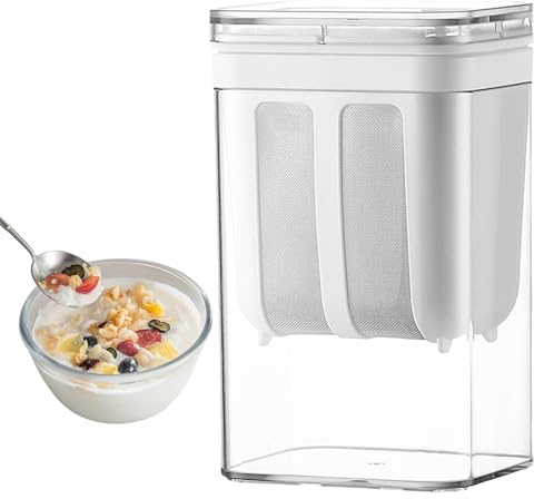 Greek Yoghurt Strainer Washable - 1100 ml Yoghurt Maker with Stainless Steel Mesh Strainers - Yoghurt Whey Separator Cream Cheese Maker Greek Yogurt Strainer Makes Thick Creamy Greek Yoghurt