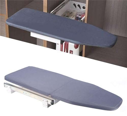 HINOPY Tabla de planchar,plegable y extensible,armario para tablas de planchar retráctil,rotación de 180°,armario para tabla de planchar,ahorra espacio para cajones y guardarropa,81x31x15 cm(gris)