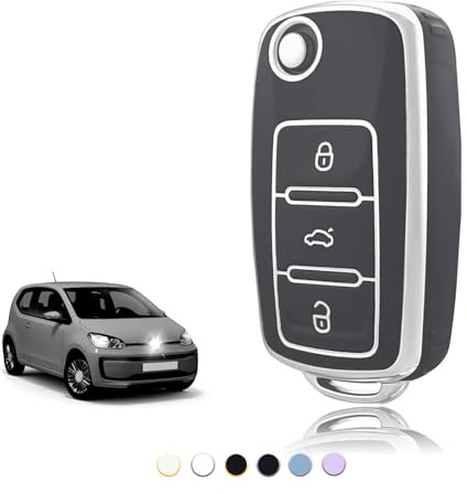 TOOMUME Schlüsselhülle TPU, Autoschlüssel Hülle Passt für VW Volkswagen Golf 4/5/6 Polo Up Jetta Caddy Beetle Multivan T5 Seat Ibiza Leon Skoda Fabia, Schlüsselcover Schutz Schlüsselgehäuse - Flip Key