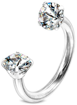 Stachelkleid Piercing fer à cheval 316L, anneau septum zircone cristal, 1,2 mm, oreille nez téton parties intimes, argent noir or rose paillettes tragus