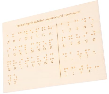 Gogogmee Holz Braille Tafel für Blinde Lehrhilfe für Blinde Braille Buchstabentafel aus Holz Bildungswerkzeug für Blinde Menschen Braille Alphabet Lernhilfe Blindenbedarf