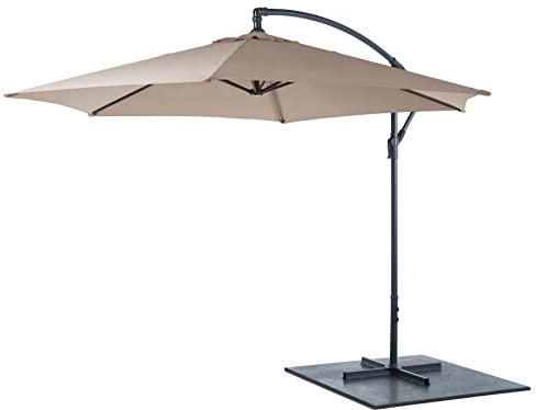 Lifetime Garden Sombrilla con soporte, protección solar rectangular para balcón y terraza, sombrilla de playa inclinable, grande, 300 x 300 cm, color gris topo, pardo
