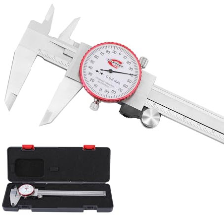 STANDARD GAGE Messschieber mit Uhr 150mm, Metrischer Uhrenmessschieber, Ablesung 0,02 mm, Stoßfestes Zifferblatt Messschieber mit 4-Wege-Messungen, Hochpräziser Messwerkzeug für Messinstrument, DIY
