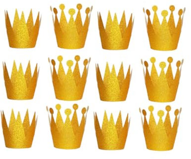 TOYANDONA 12stücke Goldener Geburtstagskrone-haarschmuck Kronenhut-party-accessoires Für Junge Mädchen Mit Seil Geburtstagskronenkappe Geburtstagshut Prinzessinnenmuster