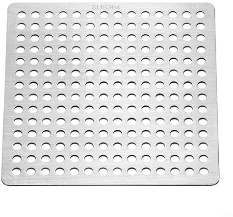 LVYXON Copertura per filtro di scarico della doccia, antiscivolo, in acciaio inox, quadrata, per bagno e cucina (12,5 cm)