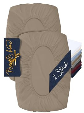 Marie´s Home 2er Bezug für Nackenstützkissen, 30-35 x 45-50 cm, Sand | Oeko-Tex Standard 100, extra starker Rundumgummizug, doppelt vernäht, faltenfreier Sitz, pflegeleicht