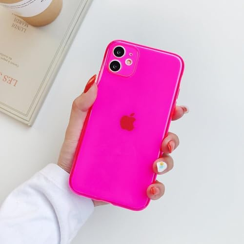 LIFEKA Custodia per telefono a colori fluorescenti al neon per iPhone 15 14 13 12 Mini 11 Pro Max XS X XR 7 8 Plus SE 3 Cover morbida in TPU trasparente trasparente,Rosa,Per iPhone XSMAX