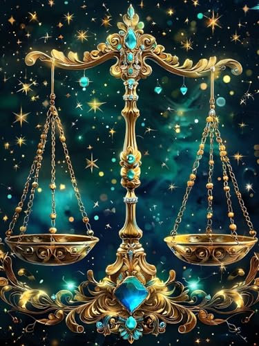 5D DIY Diamond Painting Sternenhimmel, Waage Diamond Painting Set für Erwachsene Kinder, Diamant Malerei Strass Stickerei Gem Art Painting Bastelset für Wand Deko, Geschenke für Frauen (50x70 cm) Q-1