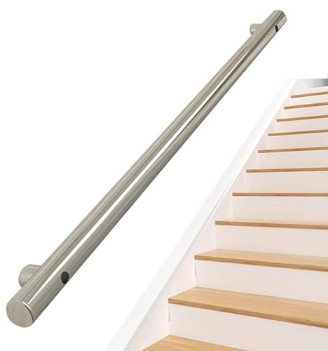 Pasamanos de acero inoxidable para escaleras interiores y exteriores, 13 pies, kit de barandilla de escalera de pared externa, barandilla de apoyo para seguridad y estilo
