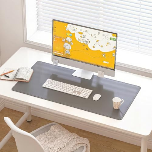 DAWNTREES Schreibtischunterlage,80 x40 cm,Dunkelgrau | Tischmatte aus Leder,Rutchfeste,Groß Mousepad Laptop Schreibunterlage,Tisch-Schutz Unterlage für Büro und Zuhause