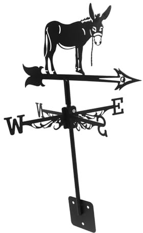 Sosoport 1stück Weathervane Donkey Ornament Wetterfahne Metall Für Garten Und Bauernhaus Dekoratives Windmessinstrument Wetterbeständig Einfach Zu Montieren -Statue Für Außenbereich