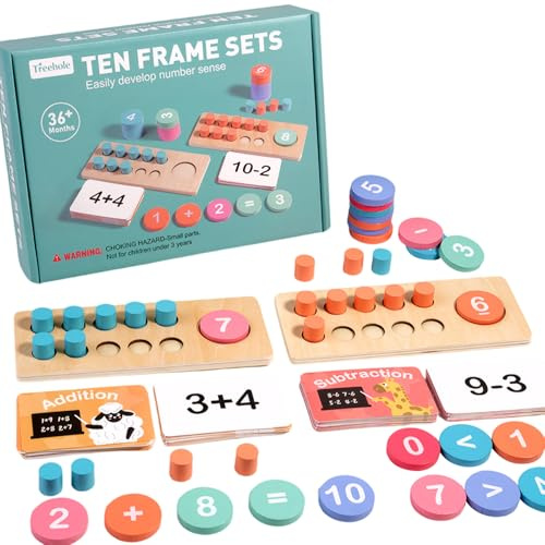 Montessori Spielzeug Mathe, Zahlen Lernen Holzspielzeug, Zählen Lernspielzeug, Steckspiel Motorikspielzeug Pädagogisches Mathe Spielzeug für Kinder ab 3 4 5 6 Jahre, Geschenk für Jungen Mädchen