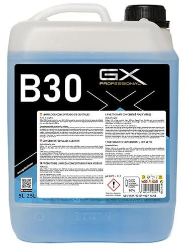 GxDetail Limpiador de Cristales Concentrado 5 Litros para Coche – Elimina Suciedad, Grasa y Manchas – Visión Clara y Sin Residuos – Fórmula Avanzada y Secado Rápido