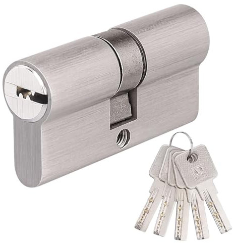 Serrure à cylindre Euro 30/30 (60 mm) avec 5 clés, anti-choc, anti-perçage, anti-claquement, anti-crochetage, haute sécurité pour portes en UPVC, bois et composite