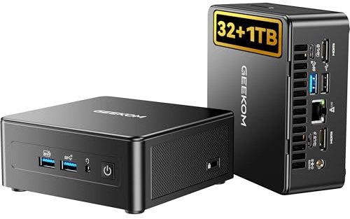 GEEKOM [Advanced Cooling IT15 Mini PC Windows 11 Pro, Intel U5-225H (Up to 4.9GHz), 32GB DDR5 RAM & 1TB NVMe SSD (Expandable), 4K@120Hz Quad Display/Dual USB4/Wi-Fi 7/99 TOPS for Home Office Gaming