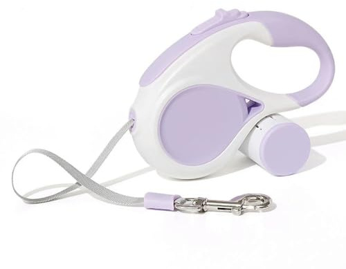 LYVQZPWLRHund mit Werkzeug, Automatisch einziehbare Hundeleine, 3 m/5 m, ausziehbares Seil for Outdoor-Reisen, Spaziergänge, Wandern, kleine Hunde, Zugseil, Katzenleine(Purple,3M)