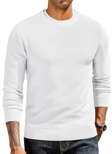 COOFANDY Jersey Hombre Cuello Redondo - Suéter Clásico de Punto Manga Larga para Oficina y Casual