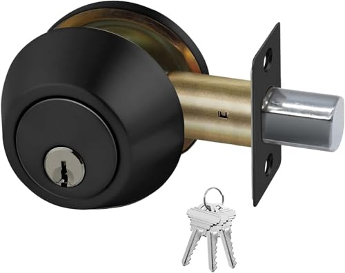 Boomerang DB7431 Heavy-Duty Designer Commercial Deadbolt Lock, 5-Pin Single Cylinder Door Lock, Grade 2 Industrial Door Handle, Non-Handed, ADA & UL 3 Hour Fire Rated, Matte Black (US19)
