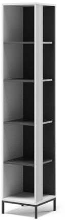 Vicco Bücherregal Eliza, Weiß, 36 x 188 cm | mit 5 Fächern, zur Aufbewahrung von Büchern und Dekoartikeln geeignet