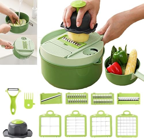 ZWMYF Vegetable Chopper 10-in-1 PRO with Container, Mandoline Veggie Chopper Slicer & Grater, Multi-Function Kitchen Gadget for Salad, Onion, Potato, Meal Prep, Home Essentials