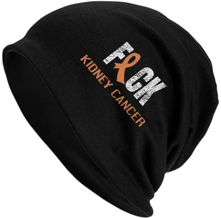 Fuck Kidney Cancer Orange Ribbon Knitted Beanie Soft Stretch Winter Warm Knit Hat for Men Women