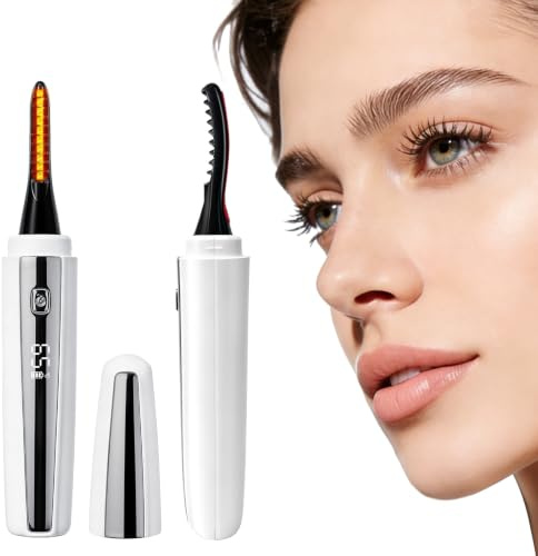 Wimpernzange Beheizbar mit Hitzeschutz【10s Schnellheizung – 24h Halt】 | beheizbare Wimpernzange mit LED-Display, 4 Temperaturstufen, Elektrische Wimpernzange für langanhaltenden Schwung