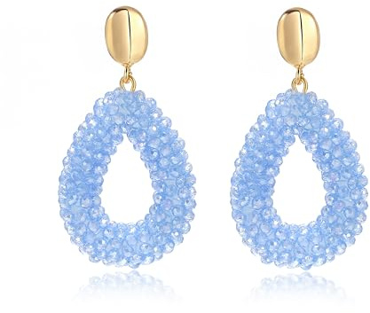 Boho Ohrringe hängend für Damen,Tropfenförmige Reisperlen Leichte Ohrringe Eleganter Hingucker für Frauen Modischer Schmuck