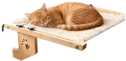 Cama para Gatos en Ventana,con Estructura De Madera Sólida | con Hamaca para Gatos de Suave - para Gatitos, Uso en Paredes Interiores, Habitaciones y Apartamentos
