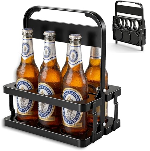 Flaschenträger für 6 Flaschen 32×23×28 cm Flaschenträger Kunststoff mit Griff, Faltbarer Bierträger Klappbar, Getränkekorb, Flaschenkorb 6 Flaschen für Wasser, Bier & Softdrinks Küche & Keller