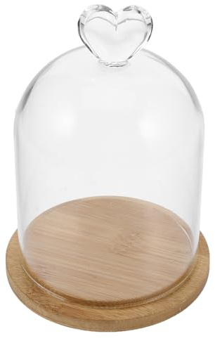 SOLUSTRE Cloche en Verre Transparente avec Socle en Bois pour Bougies Parfumées, Décoration Élégante et Romantique Maison et L'affichage D'objets Anciens