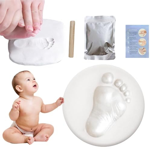 Generisch Juego de recuerdos de huellas de manos con marco de fotos, kit de impresión seguro con material de calidad alimentaria, almohadilla de tinta para fácil creación de huellas de pies a mano