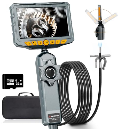 Endoscope Canalisation 6,2 mm – écran 5 Pouces Orientable, Sonde 210° | Caméra Endoscopique avec éclairage, Étanche IP67, Câble Semi-Rigide 1,5M, Endoscope Camera pour Tuyaux, Auto et Maison