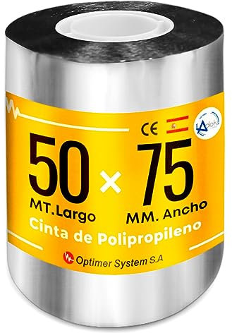 Optimer System Cinta adhesiva de polipropileno, impermeable y anticalórica, resiste hasta 110 °C, ideal para tuberías y escapes, protección térmica, 50 cm x 75 mm
