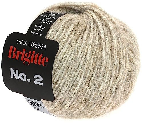 LANA GROSSA Brigitte Nr.2 | Edle Netzgarnstruktur aus Alpaka und Baumwolle | Handstrickgarn aus 47% Alpaka, 45% Baumwolle & 8% Schurwolle | 50g Wolle zum Stricken & Häkeln | 140m Garn FB 15