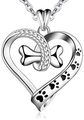AEONSLOVE Hundhalsband sterling silver husdjur ben tassavtryck djur hus hänge halsband hund och flicka smycken present till kvinnor flickor mamma mors dag, Sterlingsilver Sterlingsilver Rodiumpläterad av hög kvalitet, Ingen sten