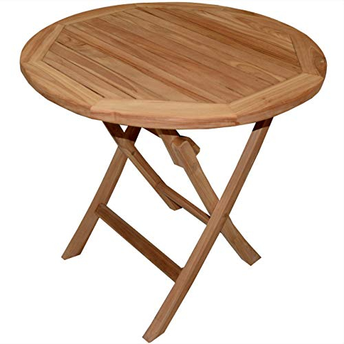 Teako Design Gartentisch Klapptisch Salerno Teak-Holz Garten wetterfest klappbar rund 120 cm