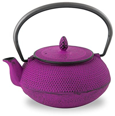 Roji Associates Teiera in Ghisa Giapponese (Arare 0.6L - Viola) Nanbutekki/Made in Japan, Artigianale/con Filtro in Acciaio Inox, Interno Smaltato Non adatto ai fornelli