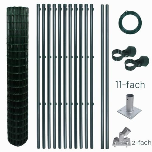 ESTEXO Schweißgitter Gartenzaun Set Komplettset Zaun Gartenzaunset Zaunset Drahtzaun Gitterzaun mit Aufschraubhülsen (1,5 x 25 m)