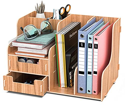 jopoo Schreibtisch Organizer Stehsammler Holz Dokumentenablage Zeitschriftensammler Desk Organizer Büro