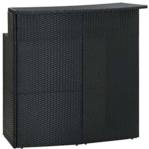 vidaXL Garten Bartisch Stehtisch Partytisch Gartentheke Gartenbar Theke Bar Tresen Terrassentisch Bistrotisch Schwarz 120x55x110cm Poly Rattan