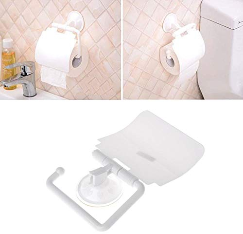 SlimpleStudio Toilettenpapierhalter Wand befestigten Kunststoff Saugnapf Badezimmer Toilettenpapierrollenhalter mit Deckel Klopapierhalter