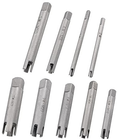 sourcing map Extracteurs de Taraud Ensemble M5-M22 / 8-10#-7/8(Métrique/Pouce) 3/4 Cannelures Cassé Dépouillé Vis Filetage Robinet Déménageur Haut Carbone Acier Outils 9pcs